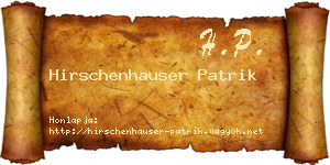 Hirschenhauser Patrik névjegykártya